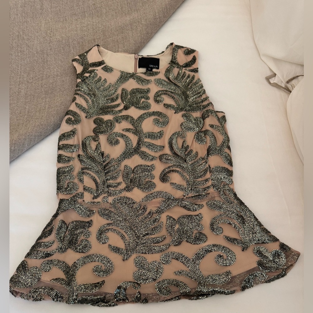 Greylin peplum top with Silver Embellishments, Size XS